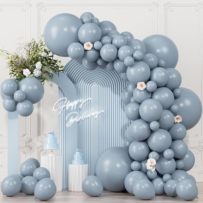104pcs Dusty Blue Balloon Garland Arch Different Sizes 18/12/10/5 Inch | Matte by OWPFJG