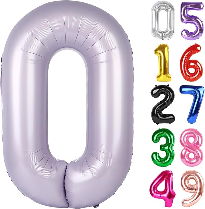 CreamPurple Number 0 Balloon 40 Inch, 0th Birthday Decorations Men Women | Foil by IWERP