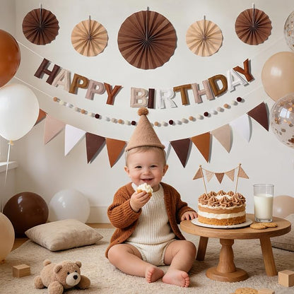 3D Happy Birthday Banner, Pre-Strung Felt Party Decorations | Ready-to-Hang 3D - Image 2