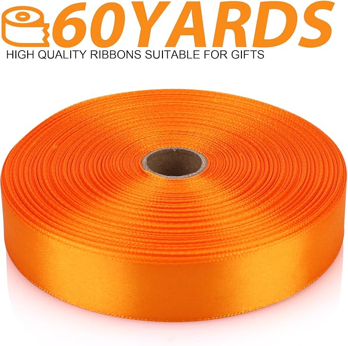 7/8 Inch 60 Yards Orange Satin Craft Ribbon-Single Face Polyester Ribbon - Image 2