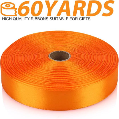 7/8 Inch 60 Yards Orange Satin Craft Ribbon-Single Face Polyester Ribbon - Image 2