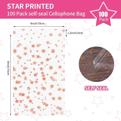 COQOFA 100 Pcs 4x 6 In Star Self-Sealing Cellophane Treat Bag, Baby Shower - Image 2