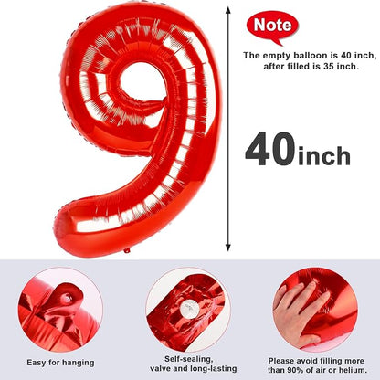Number 9 Balloons 40 Inch Red Balloon - Image 6