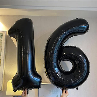 Black 16 Number Balloons Giant Jumbo Number 16 Foil Mylar Balloons - Image 5