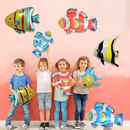 8 Pcs Fish Balloons, Under The Sea Clownfish Tropical Fish Bubble Sea Animal - Image 7