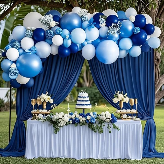 Blue Balloons 60 pcs 12 Inch Light Navy Baby Pearl Blue Metallic Latex Balloons - Image 9