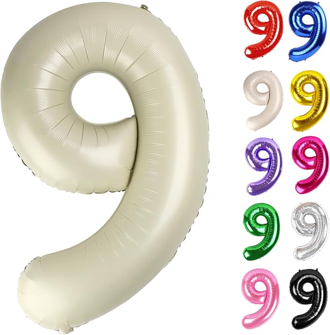 Cream Number 9 Balloon 40 Inch by IWERP