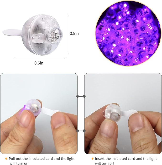 100pcs LED Purple Balloon Light, Round Led Mini LED Lights - Image 3