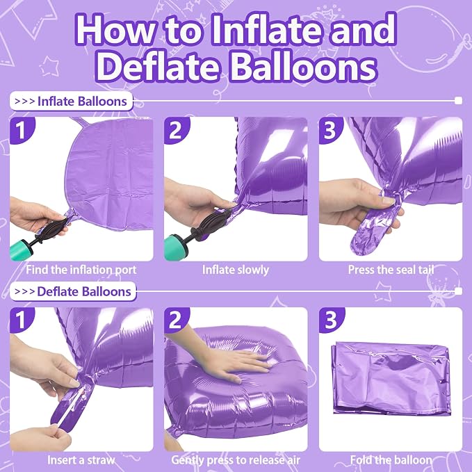 NISOCY 25PCS Light Purple Square Foil Balloons Wall Backdrop | Double Sided - Image 3