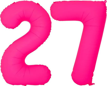 Pink Birthday Number 27 Balloons 40IN Fluorescent Pink 72 Foil Balloon | by YOIOZAIZAI
