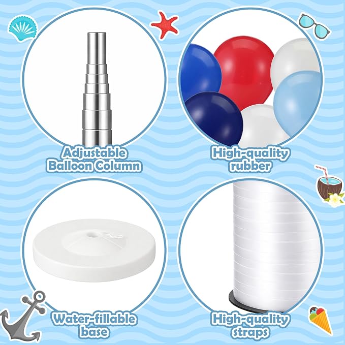 Gejoy 520 Pcs Anchor Balloon Kit Nautical Blue Navy and Life Ring Balloons Kit - Image 3