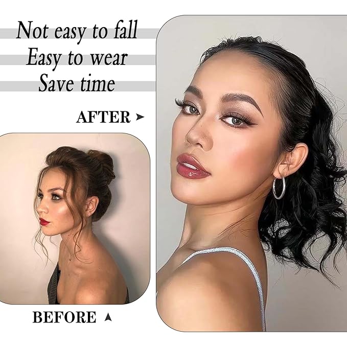 Ponytail Extension-12 Inch Drawstring Ponytail Hair Extensions for Women Synthetic Curly Wavy Fake Pony Tails Hair Pieces for Daily Party Use (Brown)