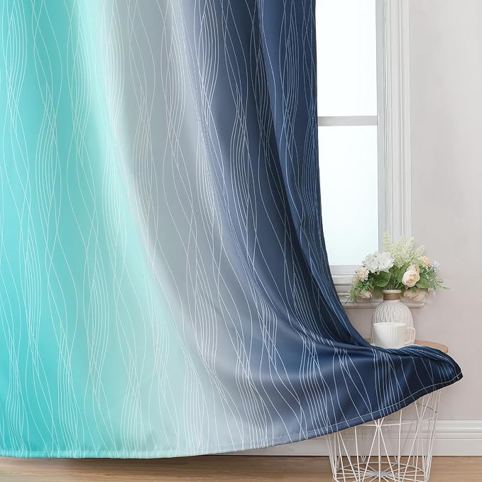 Teal and Navy Blue Blackout Curtains - Image 6