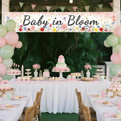 Baby in Bloom Baby Shower Banner, Spring Baby Shower Decorations, Large 70.8x13 - Image 4