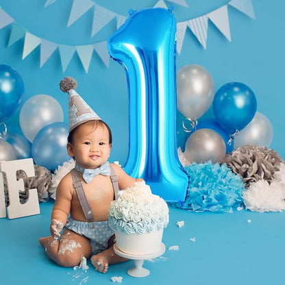 Blue Number 1 Balloon 40 Inch, Big Large Foil Helium Number Balloons, Jumbo - Image 2