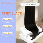 Full Shine Clip in Hair Extensions Black Women Jet Black Human Hair Extensions for Thinning Hair 7 Pcs 12 Inch 95 G