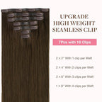 GOO GOO Clip in Hair Extensions Real Human Hair, Remy Human Hair Extensions Clip ins for Women, Natural Human Hair, 22 Inch 140g 7Pcs, 4A Chocolate Brown