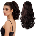 Ponytail Extension, Clip on Ponytails for Women, 12" Claw Clip in Short Curly Wavy Pony Hair Extension for Women - Brunette