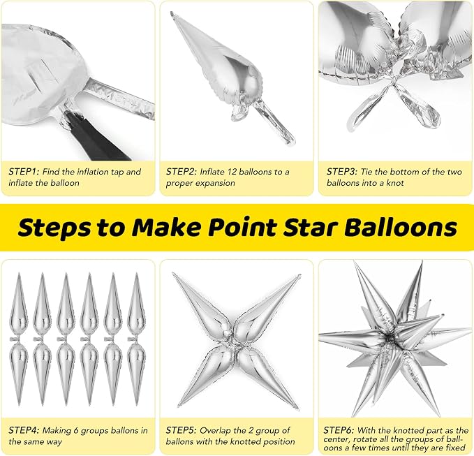 72 PCS Star Balloons, Big 26 Inch Star Cone Balloons Metallic, Colorful - Image 7