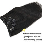 GOO GOO Clip in Hair Extensions Real Human Hair, Remy Human Hair Extensions Clip ins for Women, Natural Human Hair, 26inch 135g 7Pcs, 1B Natural black