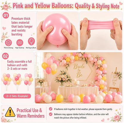 Pink and Yellow Balloons, 12 Inch Blush Pastel Baby Pink Light Yellow and Ivory - Image 8