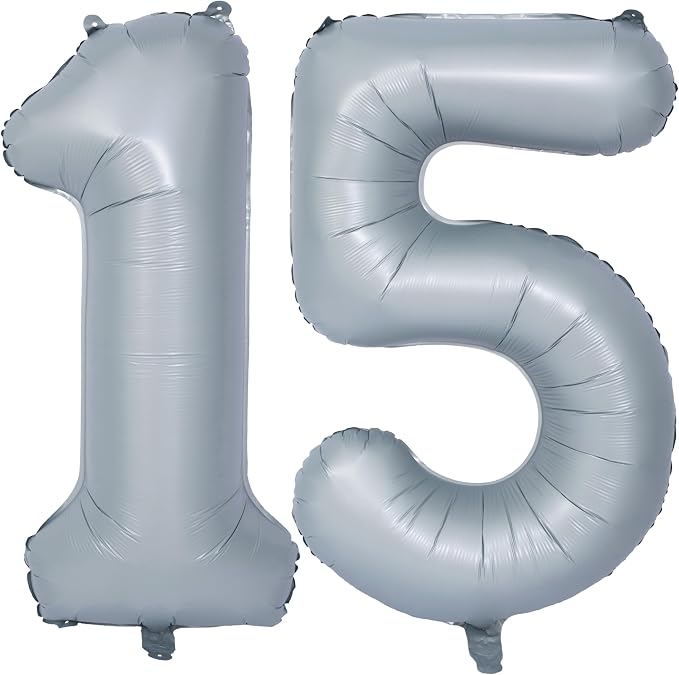 40 In Matte gray Number Balloon Helium Foil Mylar Birthday Balloon Digit 15 | by Exquisitehighqualitypartydecorationstomeetyoureveryneed%EF%BC%81