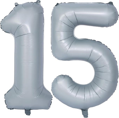 40 In Matte gray Number Balloon Helium Foil Mylar Birthday Balloon Digit 15 | by Exquisitehighqualitypartydecorationstomeetyoureveryneed%EF%BC%81