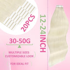 YoungSee Platinum Blonde Tape in Extensions Human Hair 24 Inch Invisible Tape in Hair Extensions Human Hair Platinum Blonde Tapes on Hair Extension Remy Hair for Long Hair 20pcs 50g