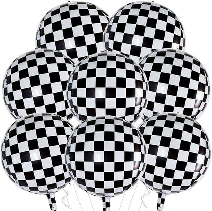 TONIFUL 8Pcs 4D Checkered Balloons 22 Inch Sphere Checkereds Foil Balloons | by TONIFUL