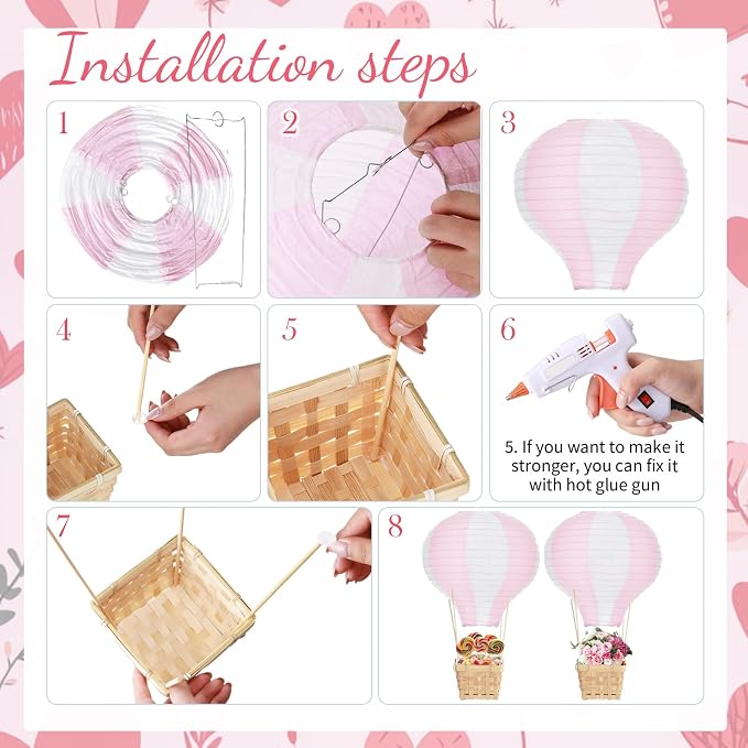Meooeck 8 Sets Hot Air Balloon Tables Centerpieces, 11.8'' Paper Lantern Party - Image 4