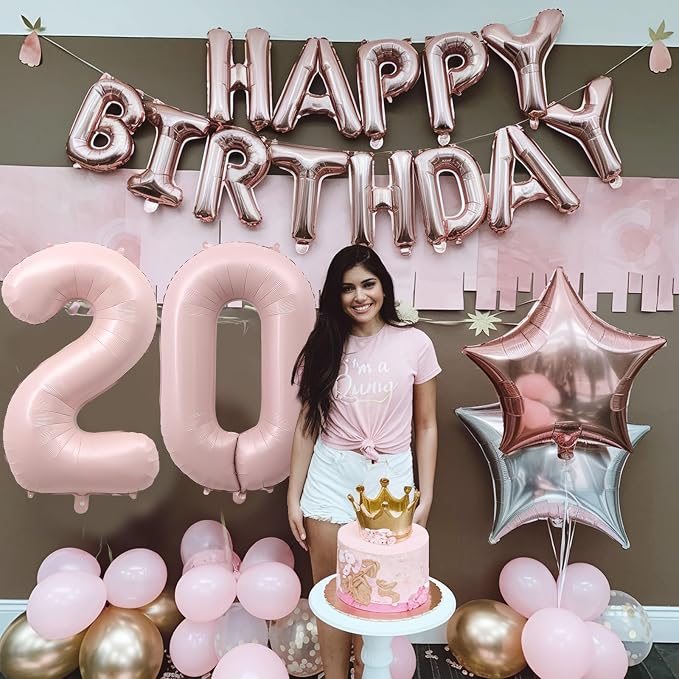 40 Inch Balloon Number 0 Pastel Pink, Large Foil Dusty Retro Pink Number - Image 6