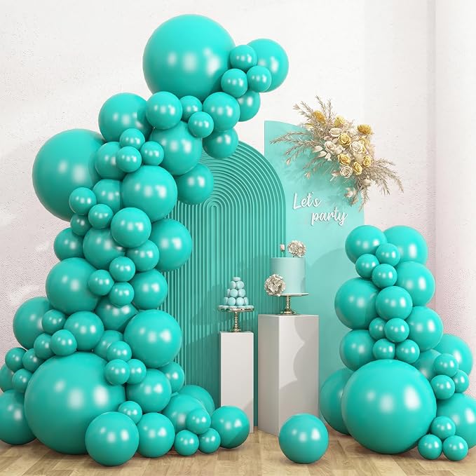 RUBFAC 135pcs Teal Blue Balloons Different Sizes 18 12 10 5 Inch Turquoise Teal by RUBFAC