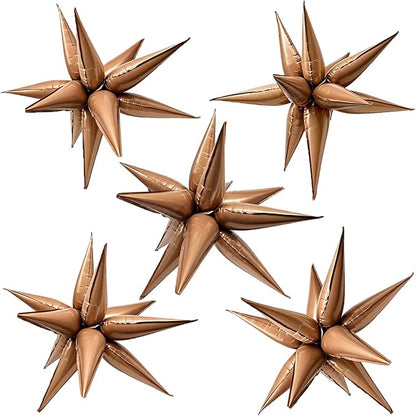 6Pcs Brown Star Balloons Boho Birthday Decorations Explosion Mylar Balloons | by BOMSI
