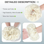 Messy Bun Hair Piece Wavy Curly Scrunchies Fluffy Donut Thick Updo Elegant Chignon Hairpieces for Women Girls, Platinum Blonde 1.4oz