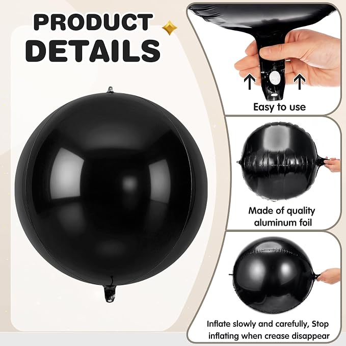 Jenaai 30 Set Round Foil Balloons Bulk 22 Inch 4d Metallic Giant Balloons Set - Image 5