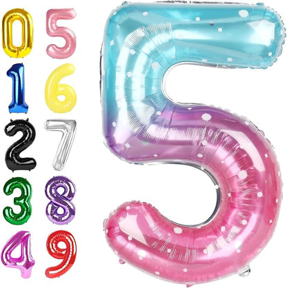 Number Balloons 40 Inch Pink Blue Purple 4 Balloon by Argthjy