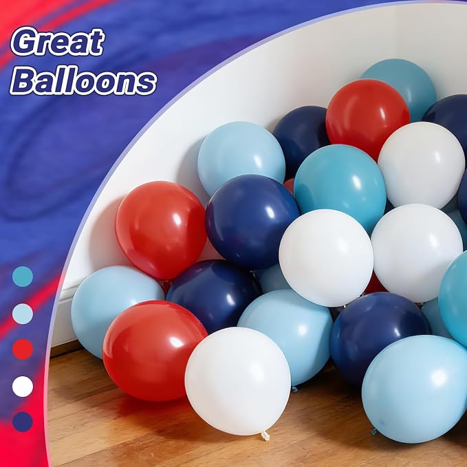60pcs Red White and Blue Balloons 12inch - Image 4