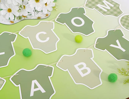 Green Gingham Baby Shower Banner - Image 7