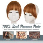 BARSDAR Real Human Hair Clip in Bangs - 100% Human Hair Clip in Bangs for Women - Auburn French Bangs Extensions Fringe with Temples Dyeable Real Hair Bangs Hairpieces - Medium Auburn
