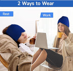 Wearable Ice Cap for Migraines, Headache Relief Hat for Tension Sinus Headache Eye Fatigue Fever Relief, One-Piece Design Fit All Head Ice Pack Cap, Hot Cold Compressed Therapy Head Migraine Hat(Blue)