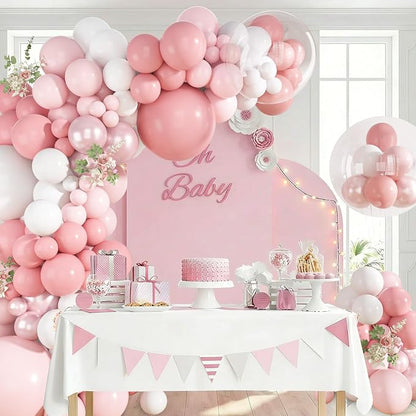 152Pcs Pink Balloons Arch Garland Kit Different Size | Light Pink and White - Image 6