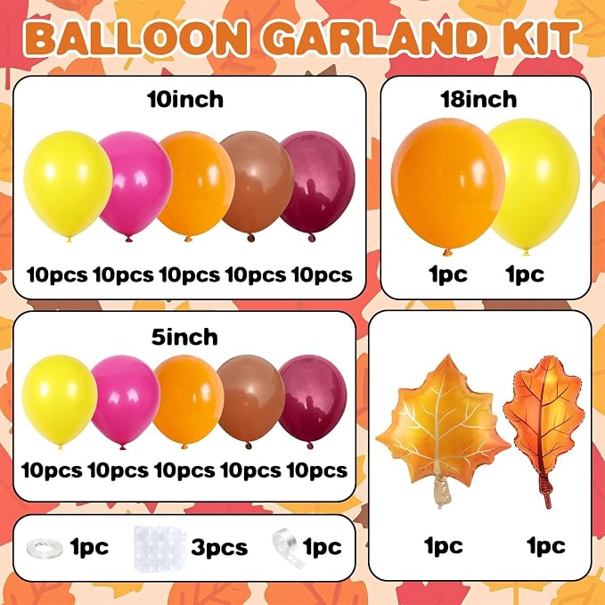 Fall Orange Red Brown Balloons Garland Arch Kit - Image 2
