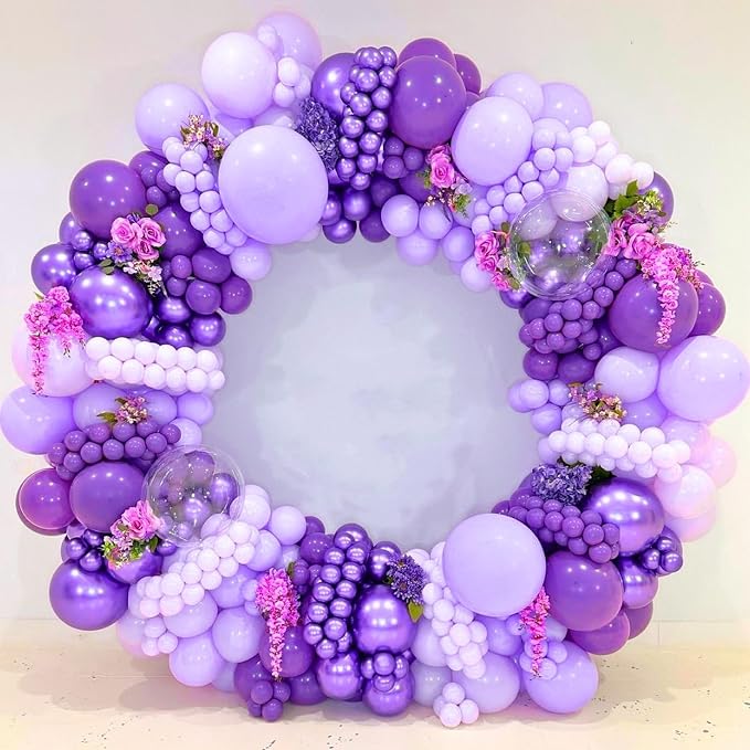 Awenztech 122pcs Purple Latex Balloons in 18 12 10 5 inches | Birthday - Image 5