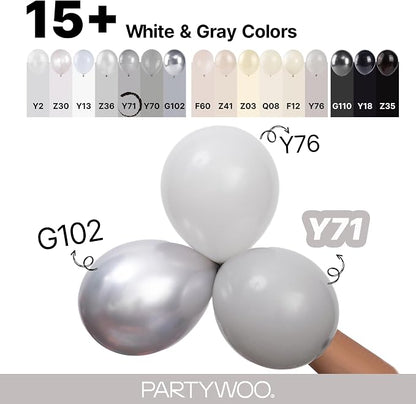 PartyWoo Gray Balloons 140pcs Matte Gray Latex Balloons Different Sizes | 18 12 - Image 4