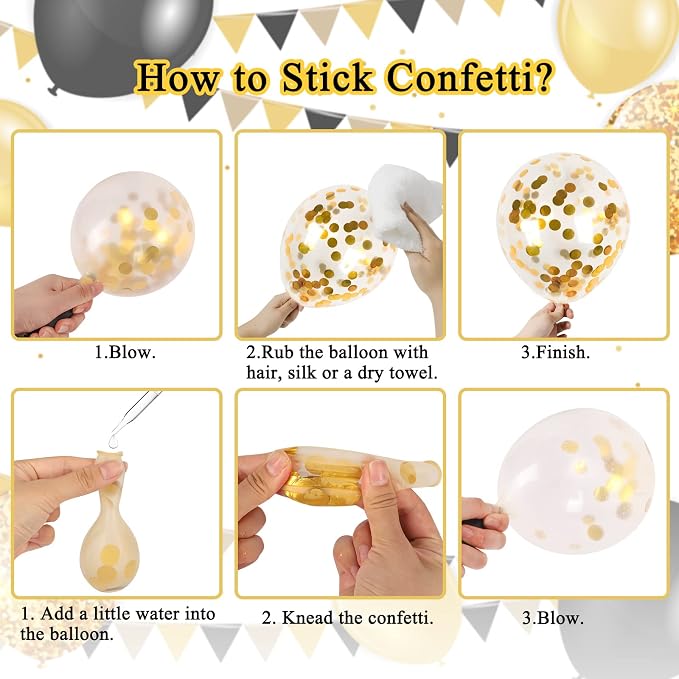 RUBFAC Black and Gold Balloons, 2026 Graduation Decorations 130pcs Black Metal - Image 5