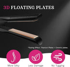 SKIMI Airflow Styler, Titanium Flat Iron Hair Straightener, Professional Curling Iron with Cooling Air Vents to Lock in Style, 5 Temps & Dual Voltage, Auto Off (Black & Rose Champagne).