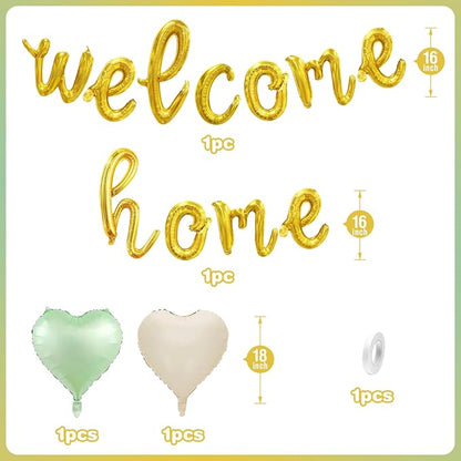 Welcome Home Balloons Green Gold, 16Inch Welcome Home Foil Banner - Image 2