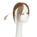Benehair Clip on Bangs Human Hair, Front Hair Extensions for Women Hair Pieces with Temples for Daily Wear (Medium Brown)