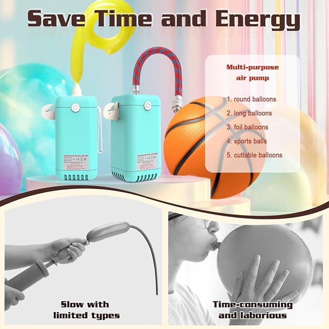 AXHJ Balloon Pump Electric Air Pumps, 2-in-1 Electric Air Balloon Pump，Balloon - Image 3