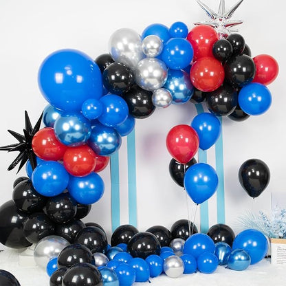 Blue Red Black Balloon Arch, Balloon Garland - Image 3